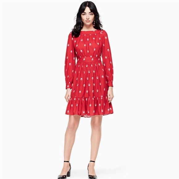 Kate Spade Ooh La La Russian Nesting Dolls Ruffled Dress in Charm Red - Picture 2 of 13